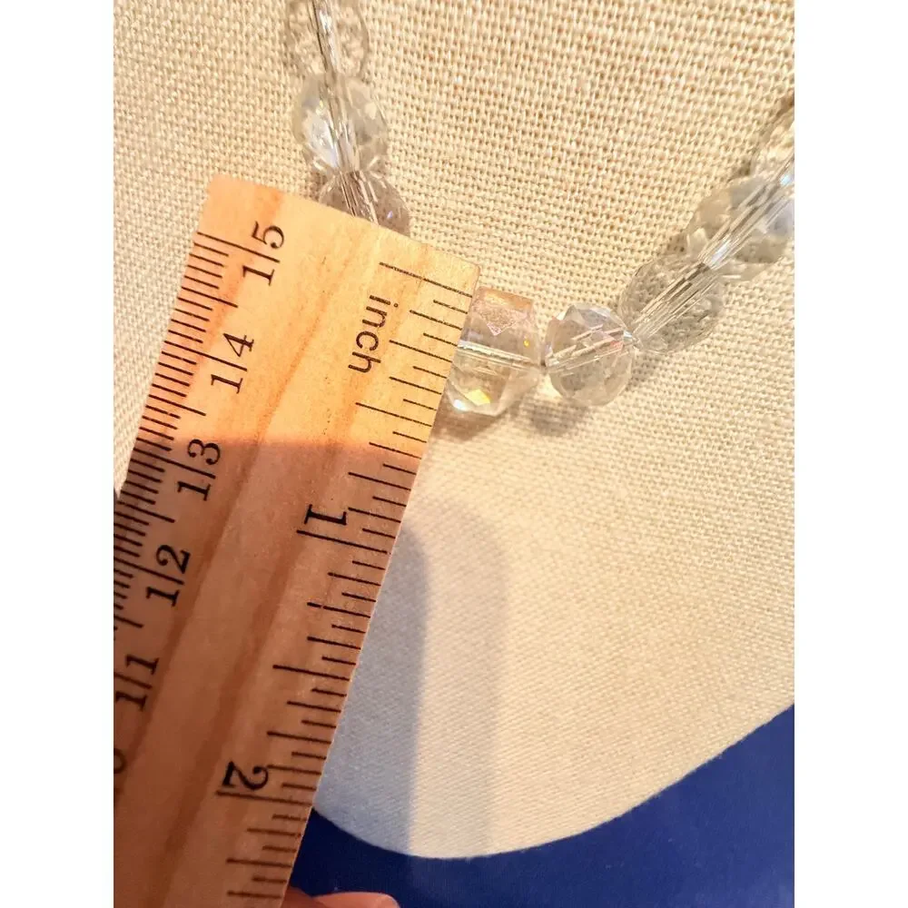Vintage Crystal Beaded Necklace 42” + 3”